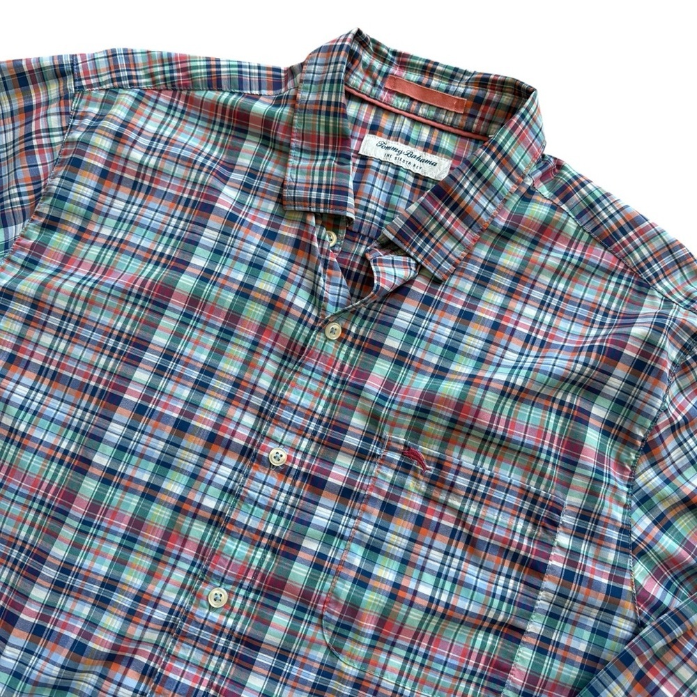 Tommy Bahama Siesta Key Plaid Button Down Shirt Mens L Coastal Preppy Island